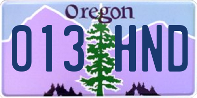 OR license plate 013HND