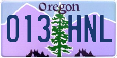 OR license plate 013HNL