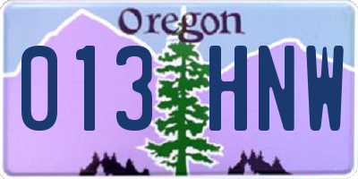 OR license plate 013HNW
