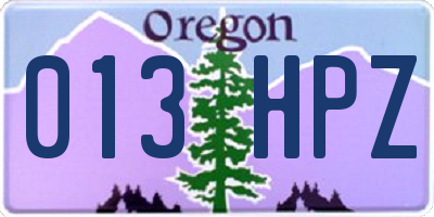 OR license plate 013HPZ
