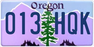 OR license plate 013HQK