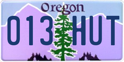 OR license plate 013HUT