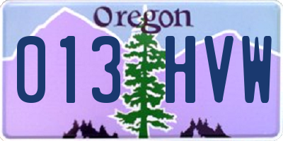 OR license plate 013HVW