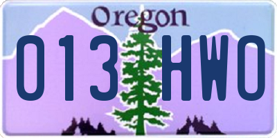 OR license plate 013HWO
