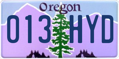 OR license plate 013HYD