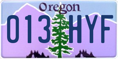 OR license plate 013HYF
