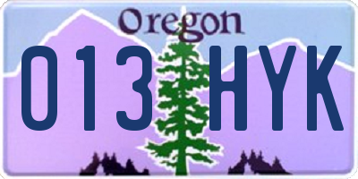 OR license plate 013HYK
