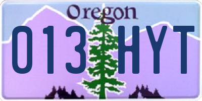 OR license plate 013HYT