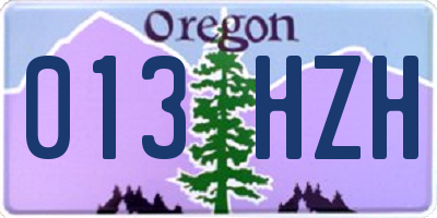 OR license plate 013HZH