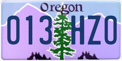 OR license plate 013HZO