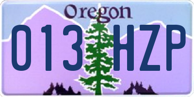 OR license plate 013HZP
