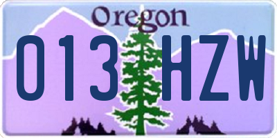 OR license plate 013HZW