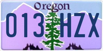 OR license plate 013HZX
