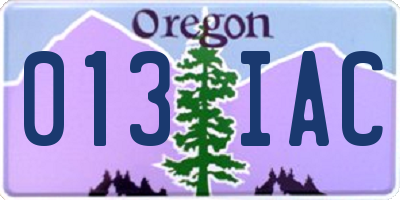 OR license plate 013IAC