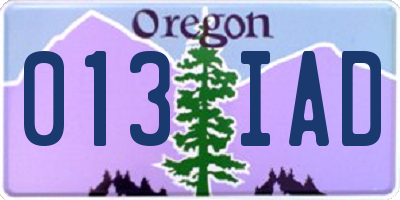 OR license plate 013IAD