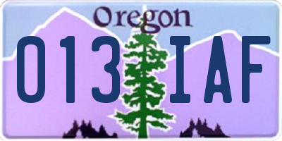 OR license plate 013IAF