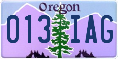 OR license plate 013IAG