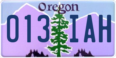 OR license plate 013IAH