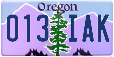 OR license plate 013IAK