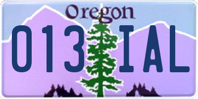 OR license plate 013IAL
