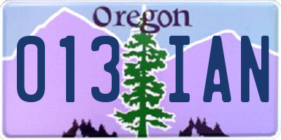OR license plate 013IAN