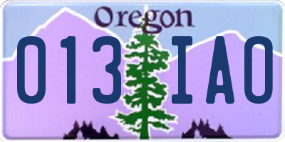OR license plate 013IAO