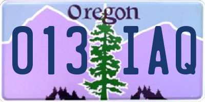 OR license plate 013IAQ