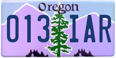 OR license plate 013IAR