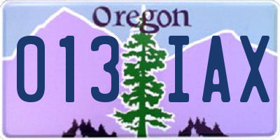 OR license plate 013IAX