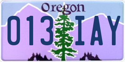 OR license plate 013IAY