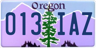 OR license plate 013IAZ