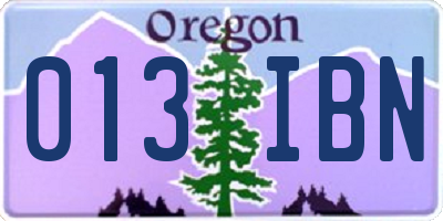 OR license plate 013IBN