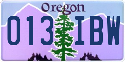 OR license plate 013IBW