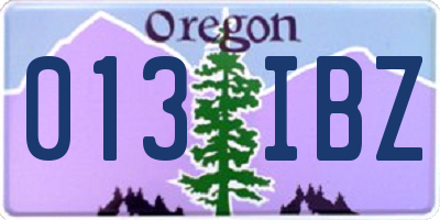 OR license plate 013IBZ