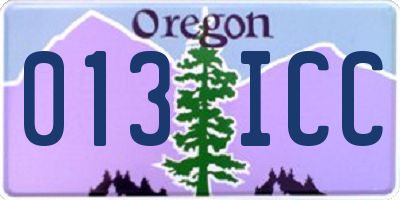 OR license plate 013ICC