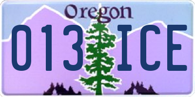 OR license plate 013ICE
