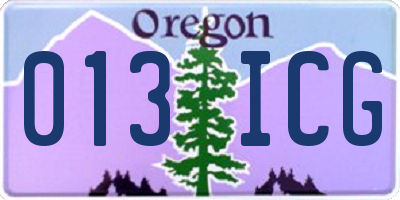 OR license plate 013ICG