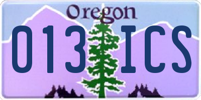 OR license plate 013ICS