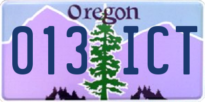 OR license plate 013ICT