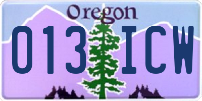 OR license plate 013ICW