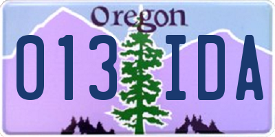 OR license plate 013IDA