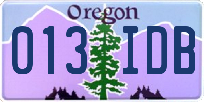 OR license plate 013IDB