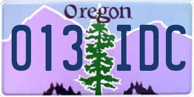 OR license plate 013IDC