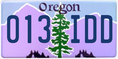OR license plate 013IDD
