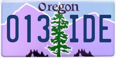 OR license plate 013IDE