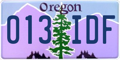 OR license plate 013IDF