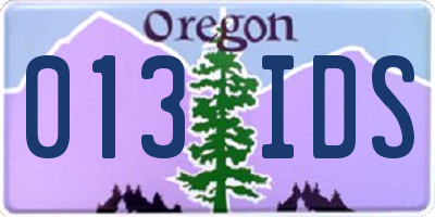 OR license plate 013IDS