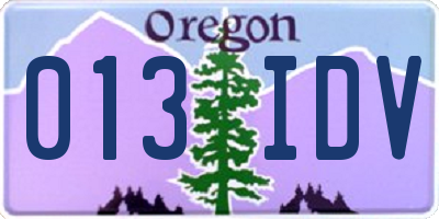 OR license plate 013IDV