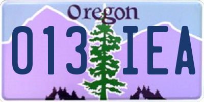OR license plate 013IEA