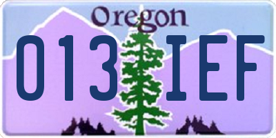 OR license plate 013IEF